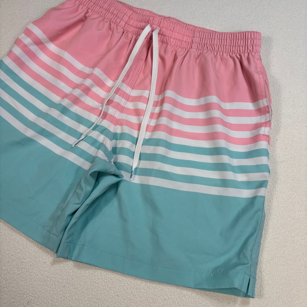 Chubbies The On The Horizons 7" Swim Trunks‎ Men's M Pink Blue Stripe Mesh Lined - Picture 4 of 12